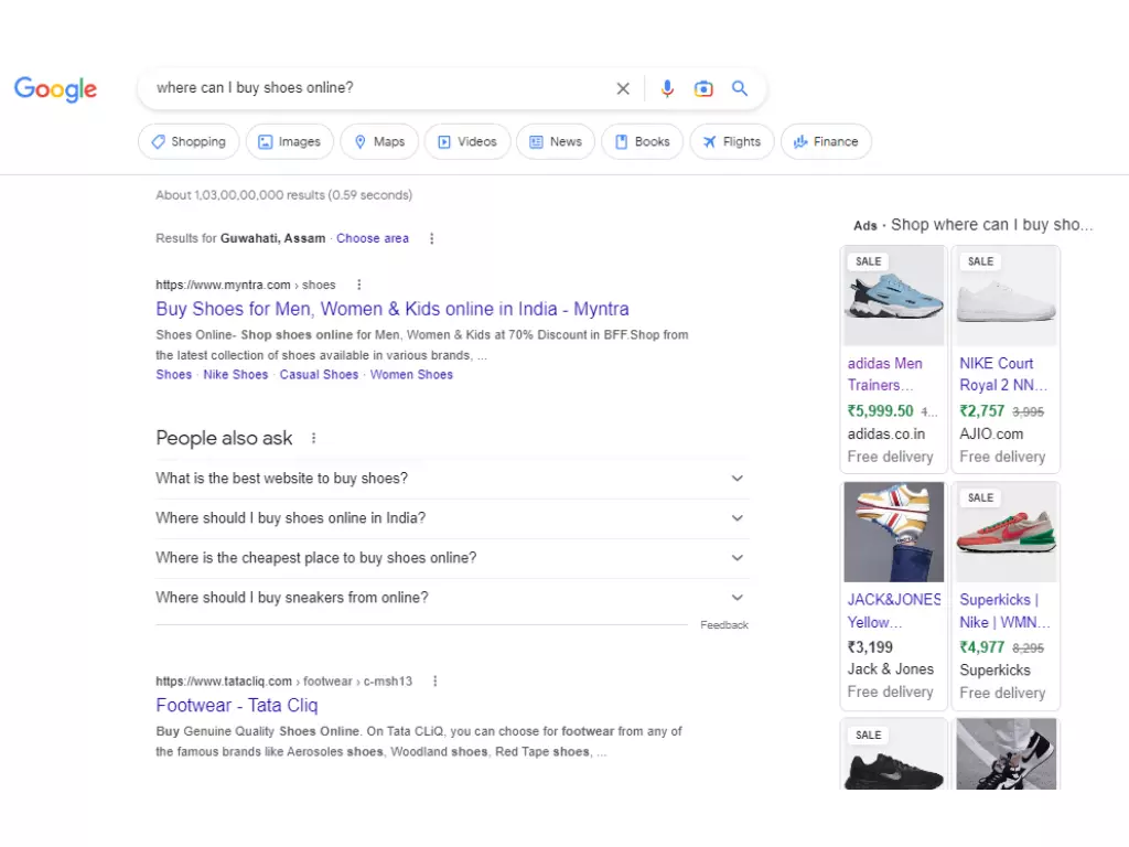 Screenshot of google search on how can I buy shoes online screenshot of google search on how can I buy shoes online